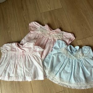 Pastel Lace Trim Baby Dress bundle - Pink & Blue